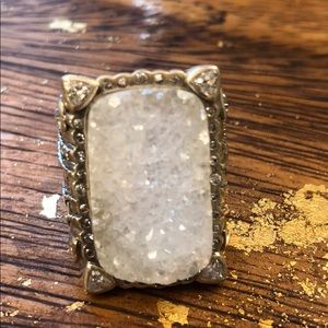 White druzy ring